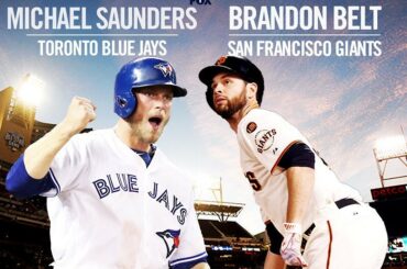 Les gagnants de #FinalVote, Michael Saunders et Brandon Belt, se dirigent vers le ...