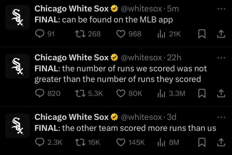 Le score final des White Sox a été récemment tweeté