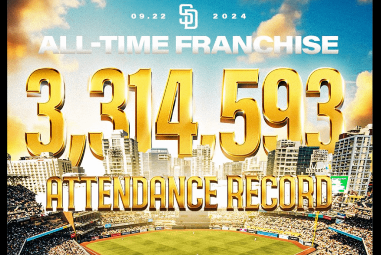 (San Diego Padres sur X) « Les meilleurs fans d'Amérique ont établi un record d'affluence pour une série de trois matchs ce week-end contre les White Sox et se sont présentés en nombre record tout au long de la saison. Merci, Faithful 💛 #ForTheFaithful »