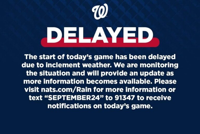 Le match Royals @ Nationals est retardé en raison du mauvais temps.