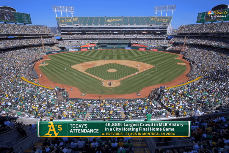 Foule au Coliseum pour le dernier match à domicile des A à Oakland