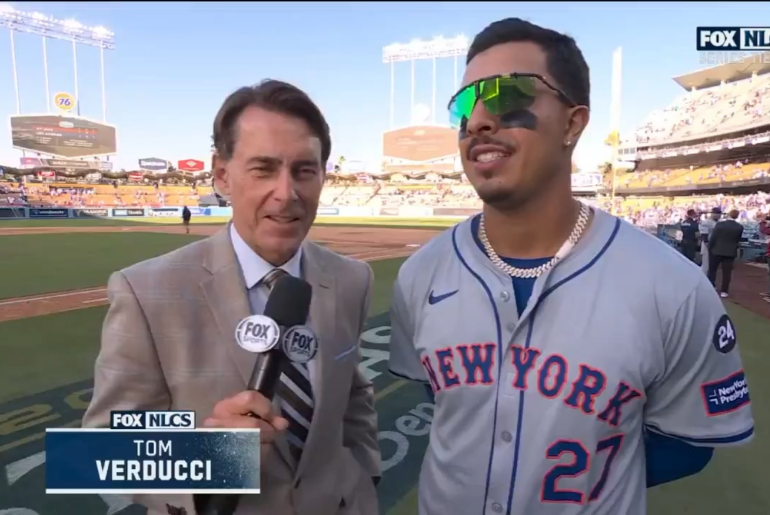 Mark Vientos parle avec Tom Verducci du grand chelem après la victoire 7-3 des Mets pour égaliser la série. "Pour être honnête avec toi, je l'ai pris personnellement."